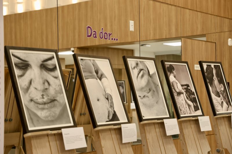 Exposição "Não cale a sua voz", do MPSC, mostra imagens de mulheres vítimas de violência - Foto: Divulgação/MPSC/ND