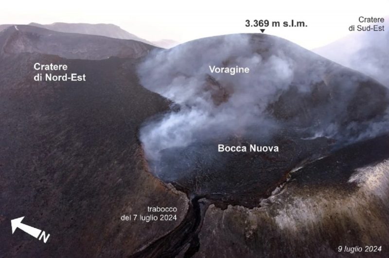 na imagem aparecem regiões dentro do vulcão Etna