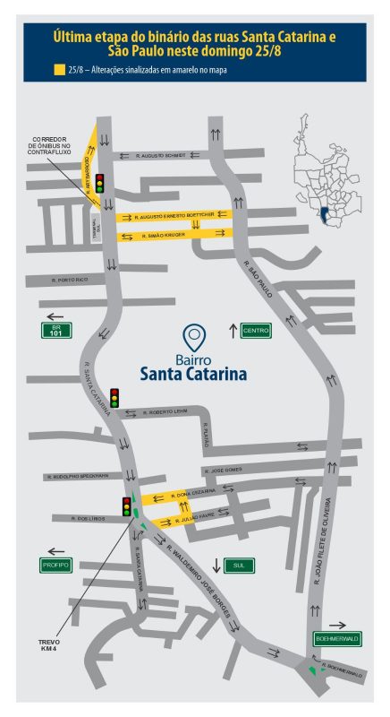 Entenda as mudan&ccedil;as no tr&acirc;nsito com a implanta&ccedil;&atilde;o do novo bin&aacute;rio – Foto: Prefeitura de Joinville/Divulga&ccedil;&atilde;o