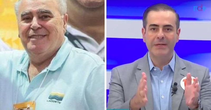 Fotomontagem mostra Alberto, dono da rede de postos mime, e Carlos Chiodini, candidato a prefeito em Itajaí 