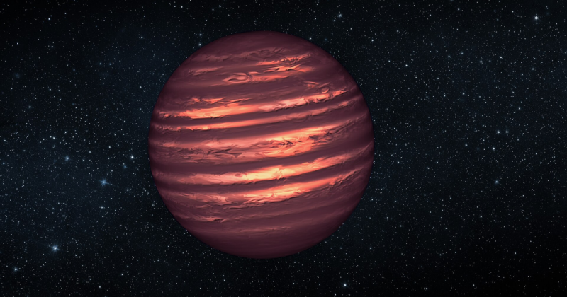 Image of a brown dwarf in the middle of starry space