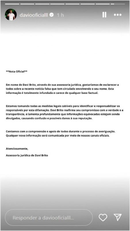 Nota foi apagada de seu Instagram – Foto: Internet/Reprodu&ccedil;&atilde;o/ND