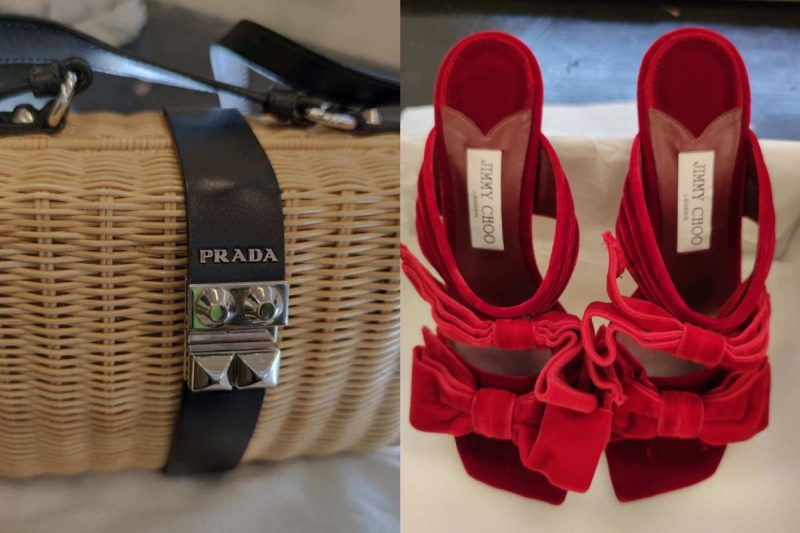 Bolsa da Prada e sapatos Jimmy Choo no leilão da Receita Federal