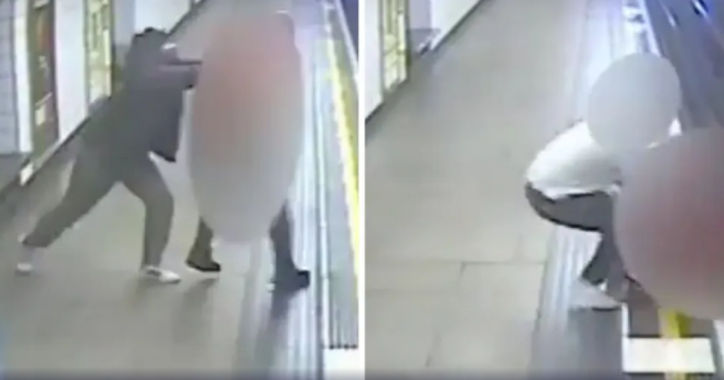 Idoso empurrado em linha férrea é salvo segundos antes de trem passar