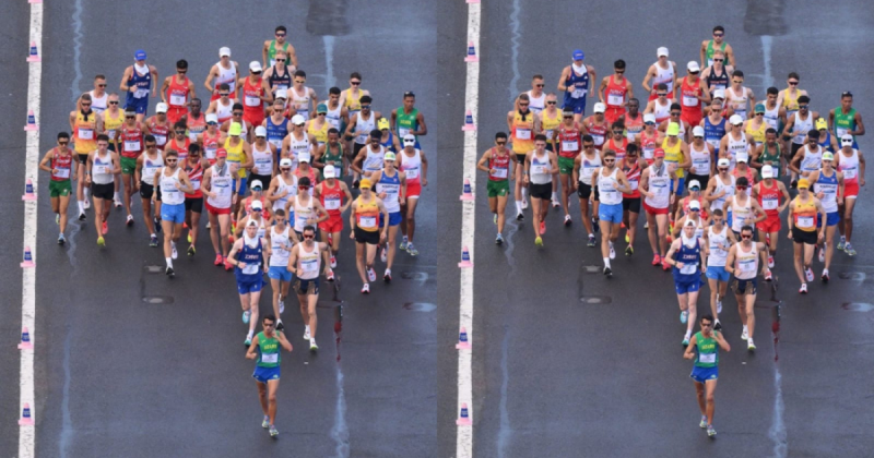 Corredores correndo no formato do mapa do Brasil