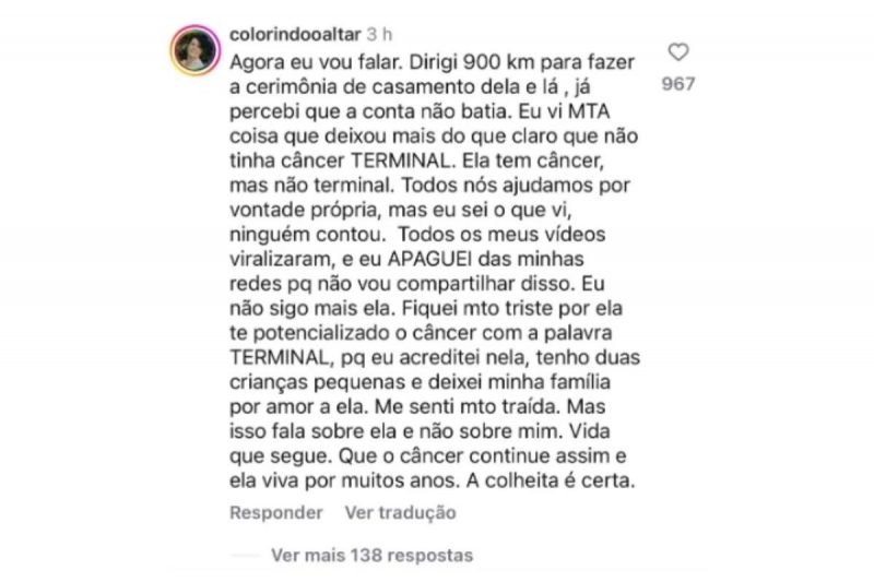 Celebrante do casamento de Isabel Veloso comentou sobre a jovem – Foto: Reprodução/Instagram/ND