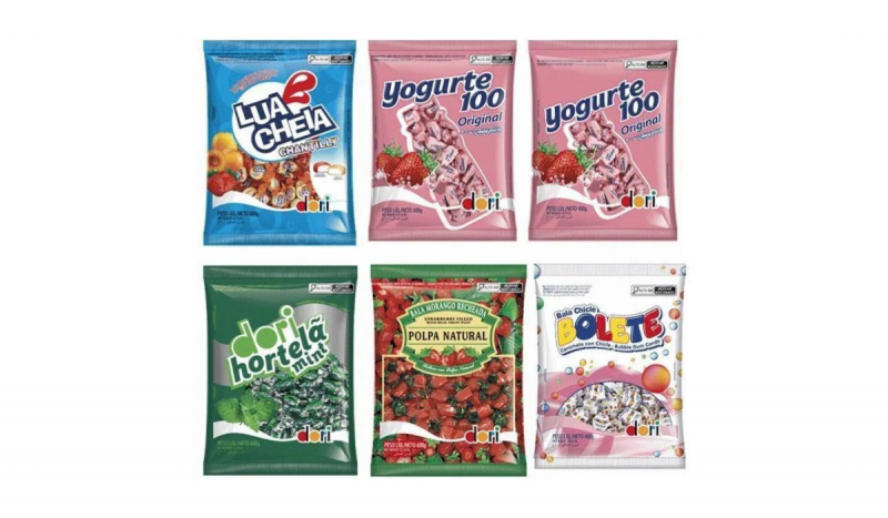 6 pacotes de balas que serão removidas do mercado por suspeita de contaminação por salmonella