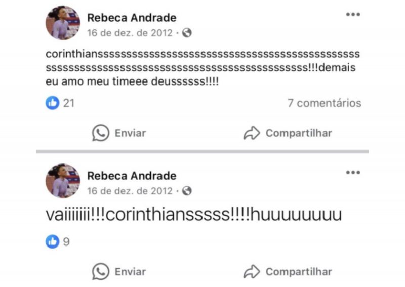 Rebeca costumava postar sobre o amor pelo Corinthians – Foto: Reprodu&ccedil;&atilde;o/Facebook