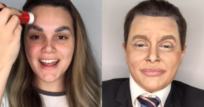 maquiadora e Silvio Santos ao lado