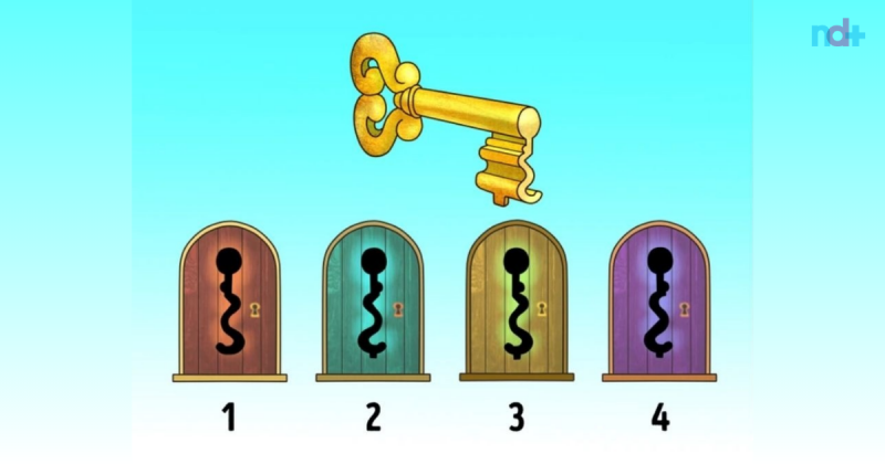 Teste de QI com chave e portas coloridas 