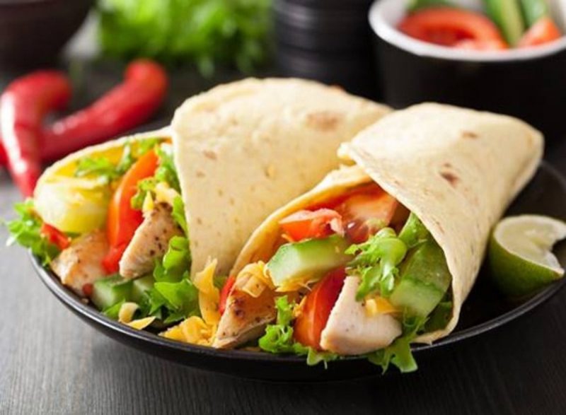 Wrap saudável quando combinado com ingredientes naturais