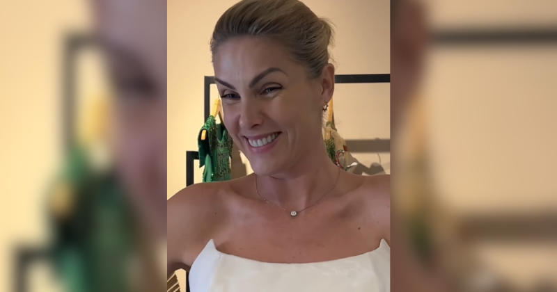 Duas imagens de Ana Hickmann com vestido branco