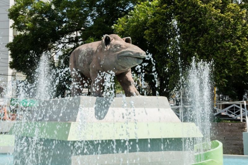 Estátua da anta que deu nome ao município Anta Gorda 