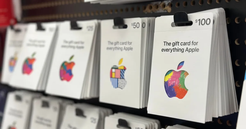 cartões da Apple em prateleira