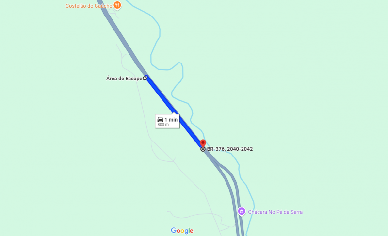 Distância entre área de escape e local do acidente na BR-376 