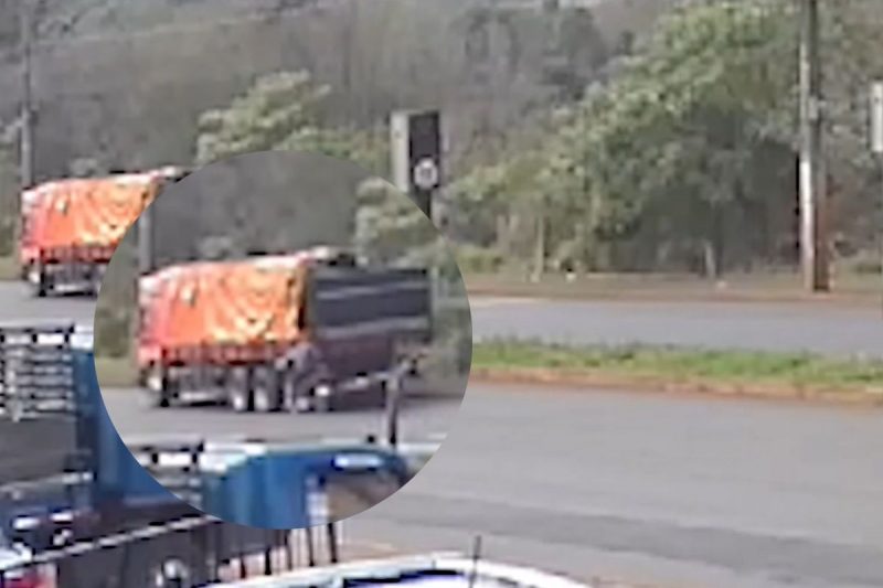 VÍDEO: Câmera flagra batida entre moto e caminhão em Chapecó