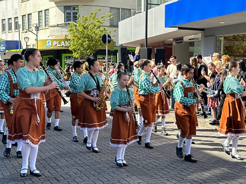 Grupo durante desfile em comemoração aos 174 anos de Blumenau 