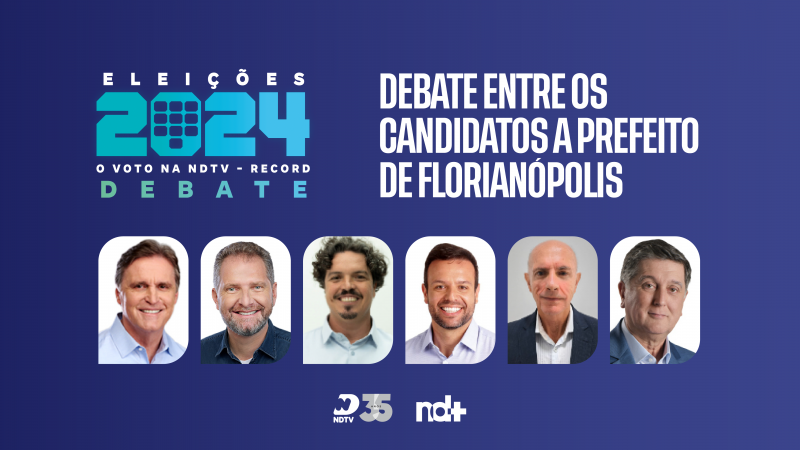 Debate entre os candidatos a prefeito de Florianópolis aconteceu neste sábado (28) nos estúdios da NDTV Record