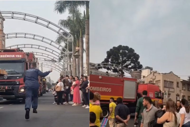 O desfile de 7 de Setembro em Chapecó precisou ser interrompido. 