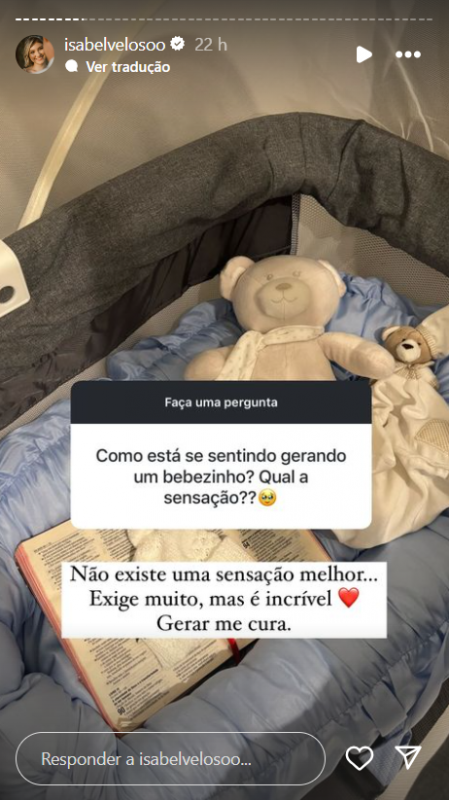 Influenciadora falou sobre o filho no Instagram &#8211; Foto: Reprodução/@isabelvelosoo/ND