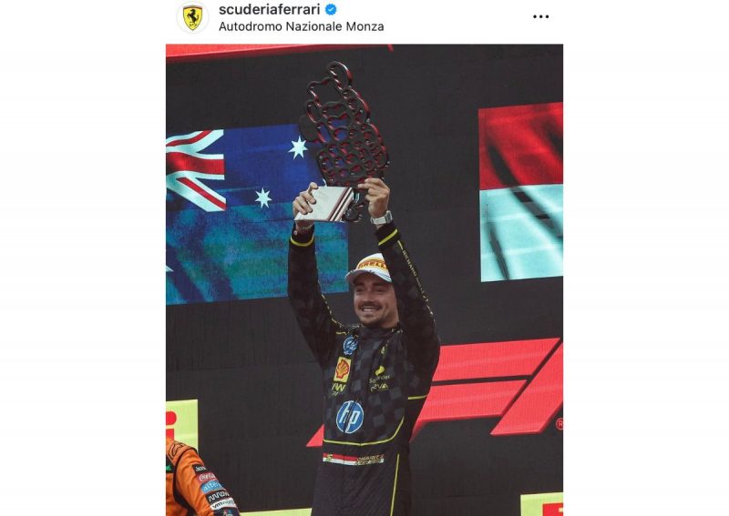 Leclerc levanta troféu no GP de Monza