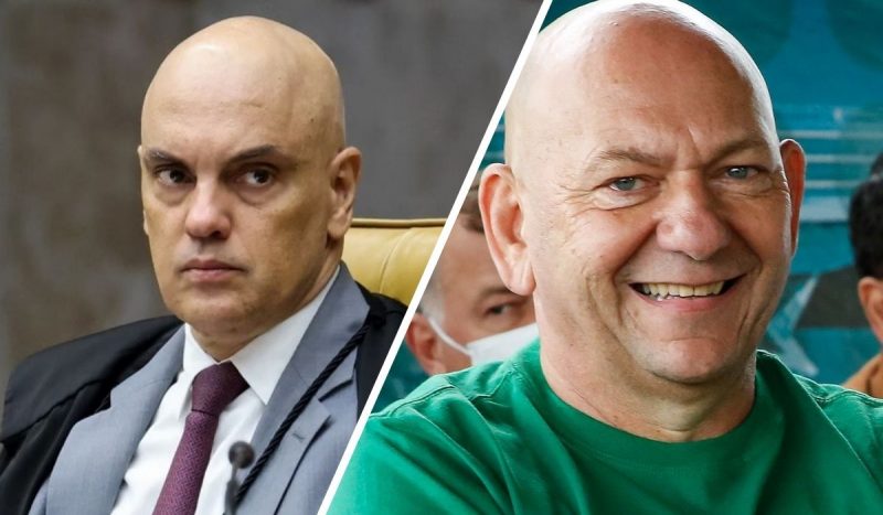 Alexandre de Moraes e Luciano Hang, em perfil, lado a lado