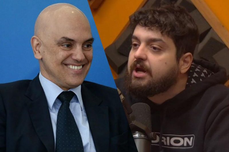 O ministro do STF Alexandre de Moraes e o influenciador Bruno Aiub, conhecido como 