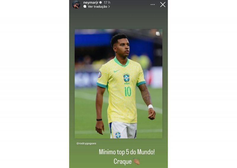 Neymar critica ausência de Rodrygo em lista de Bola de Ouro 2024