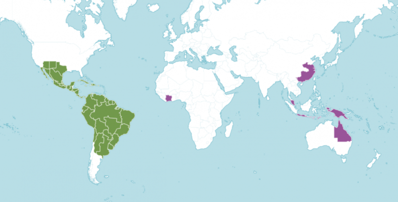 Mapa de onde o papalo pode ser encontrado