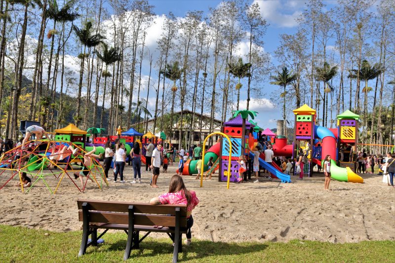 A imagem mostra o novo parque do Garcia em Blumenau.