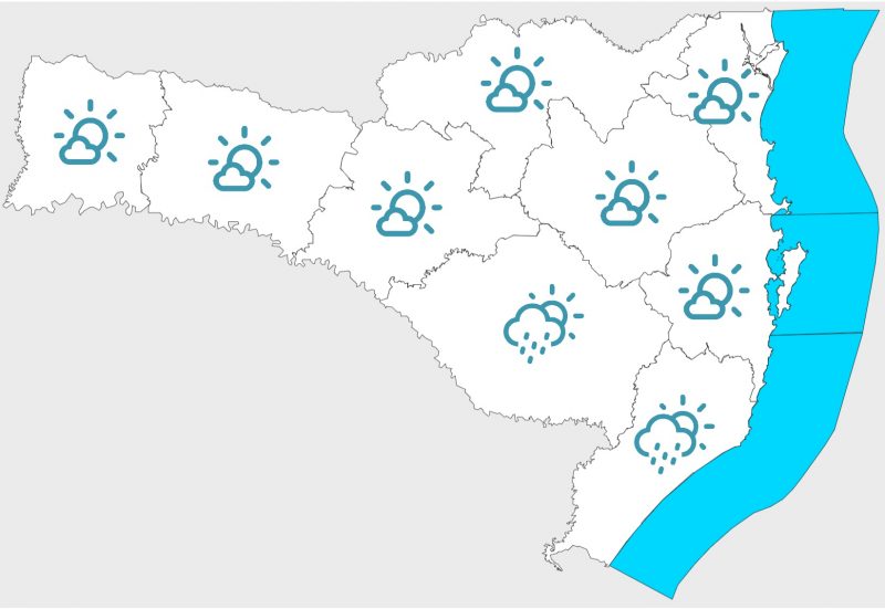 Mapa da previsão do tempo em SC