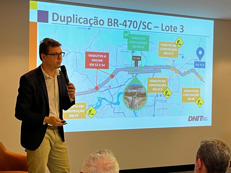 Apresentação do avanço de obras de duplicação durante reunião 