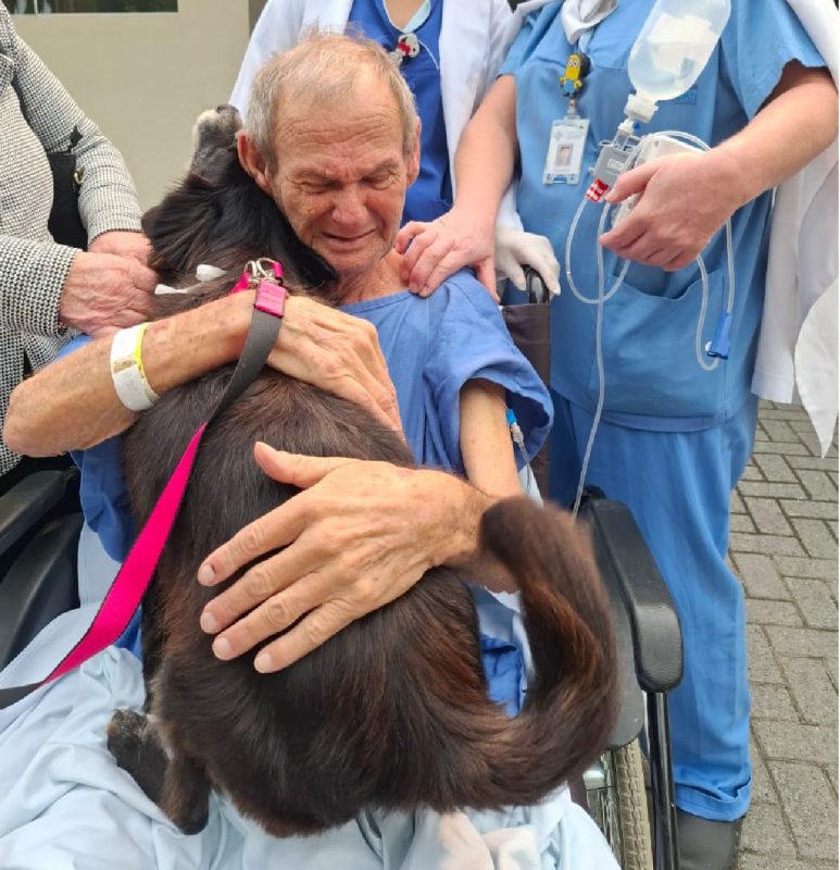 Valdir abraçado com cachorrinha em encontro emocionante 