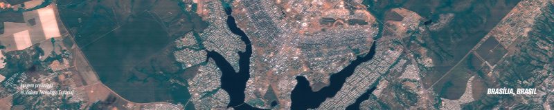 Imagem a&eacute;rea de Bras&iacute;lia (DF) capturada por sat&eacute;lite com tecnologia de Florian&oacute;polis – Foto: Visiona/Divulga&ccedil;&atilde;o/ND