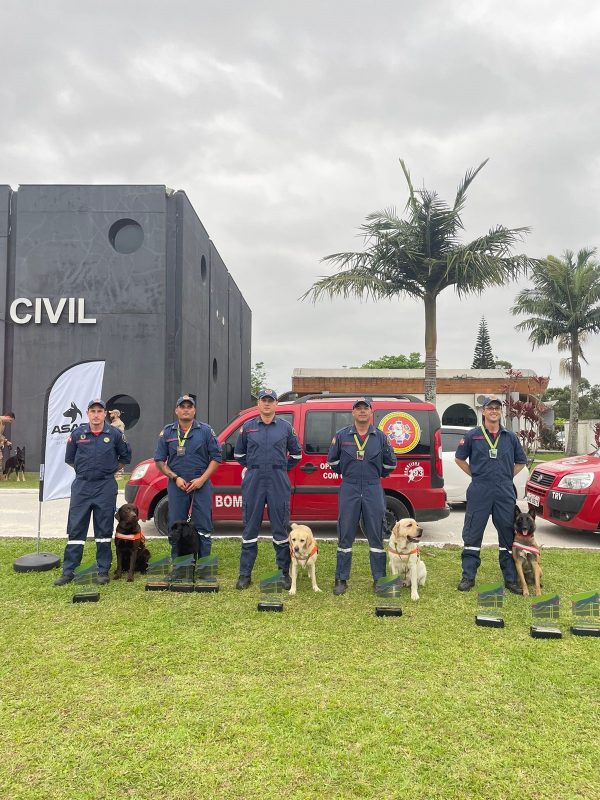 Binômios de SC reunidos com prêmios após conquista em competição Sul-Americana 