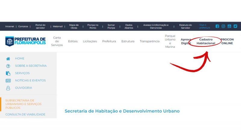 Interessados devem acessar a área "cadastro habitacional"