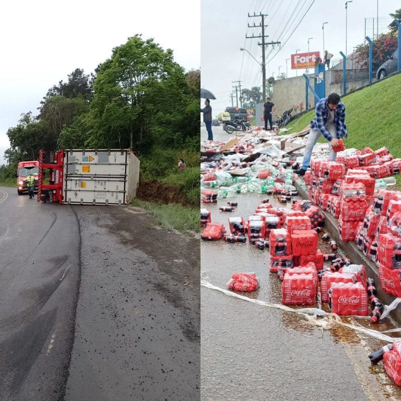 Caminhões são saqueados na BR-470