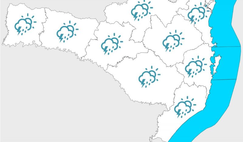 Chuvas isoladas atingem em Santa Catarina no sábado (19)