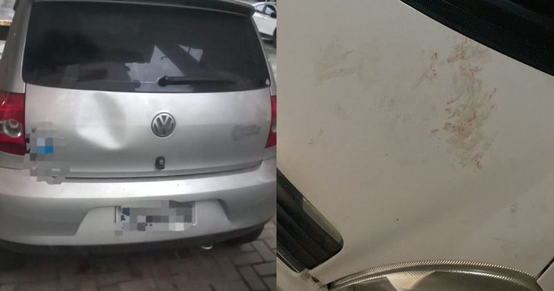 Estragos foram registrados em carros, luminárias e portas do condomínio