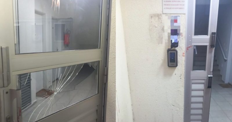 Portas e lumin&aacute;rias tamb&eacute;m foram danificadas – Foto: PMSC/Divulga&ccedil;&atilde;o/ND