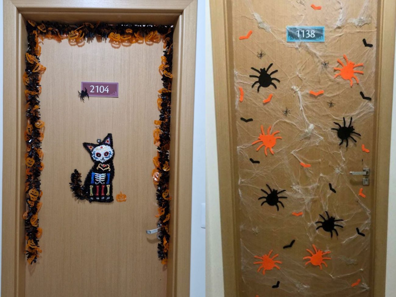 As portas são decoradas no clima de Halloween, com aranhas, fantasmas e etc. - Simoni Aparecida schmilla/Reprodução ND