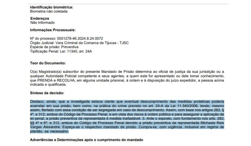 Mandado de prisão contra criadora de conteúdo adulto foi expedido no dia 4 