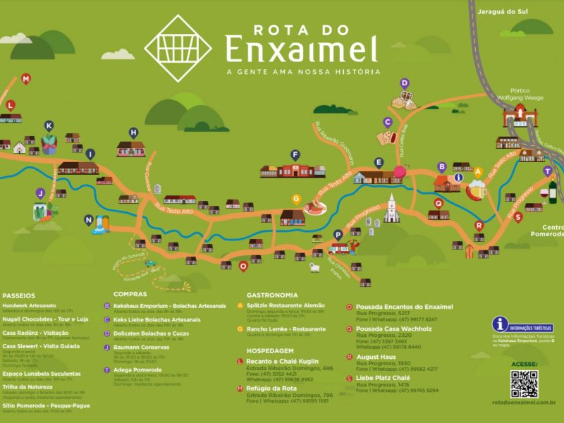 Mapa com atrativos da Rota do Enxaimel em Pomerode