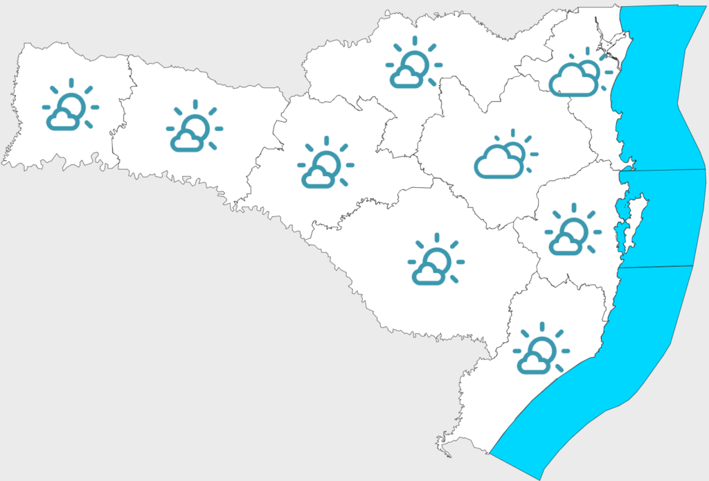 Previsão do tempo para domingo (13) - Reprodução/Defesa Civil/ND