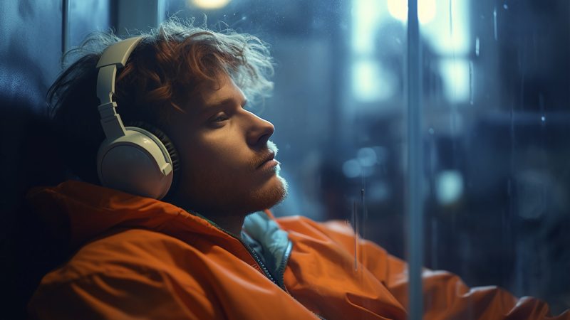 Homem escutando o tipo de música preferida dos psicopatas