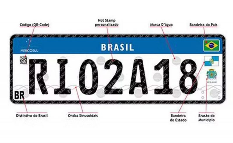 na imagem aparece a placa Mercosul, exigida no Brasil desde 2020