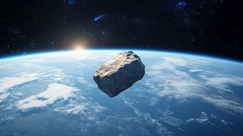 Ilustração de um asteroide gigante perto da Terra