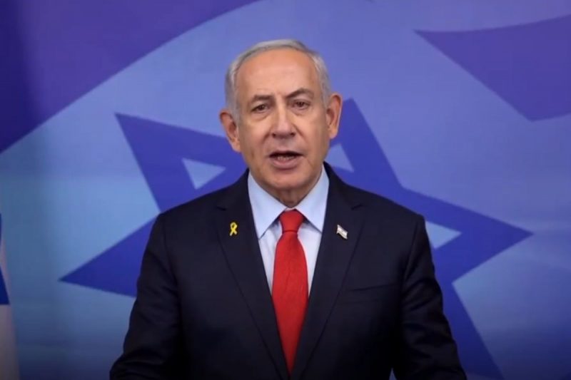 Anúncio do cessar-fogo pelo primeiro-ministro Benjamin Netanyahu