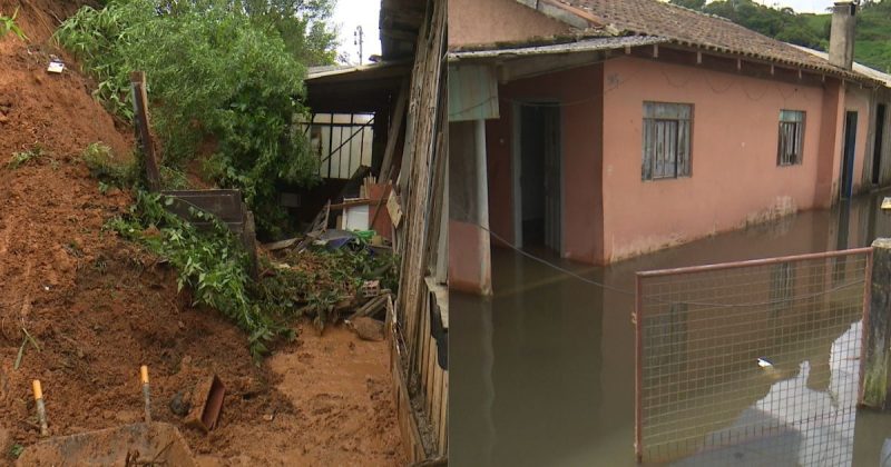 Moradora relata momento em que barranco atinge casa em SC