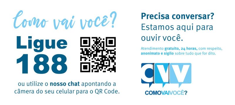 Número do CVV, para ajudar pessoas com ideações suicidas